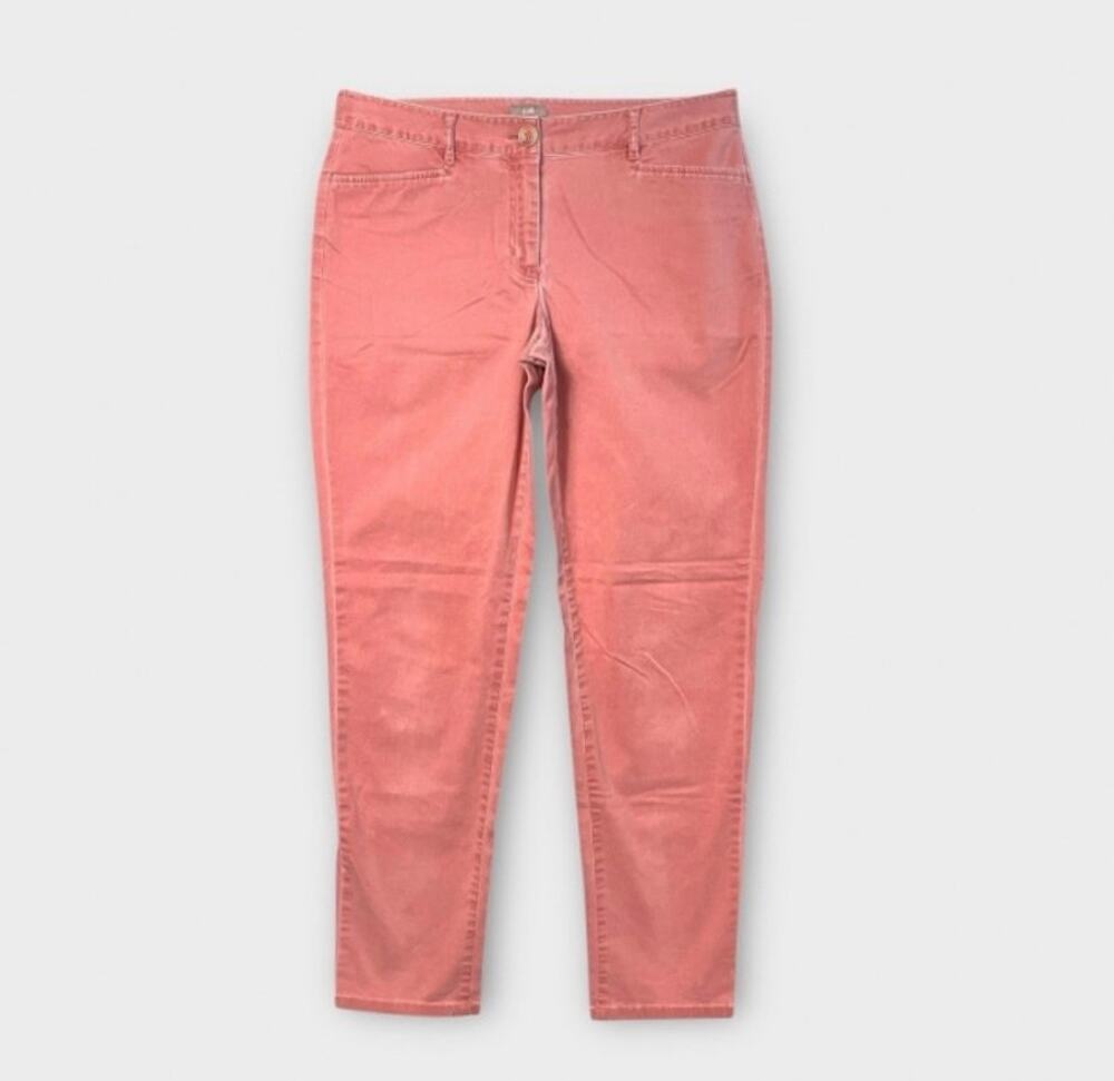 J. Jill Women's Pink Distressed Stretch Mid-Rise 30.5" Inseam Pants Pocket SZ 10